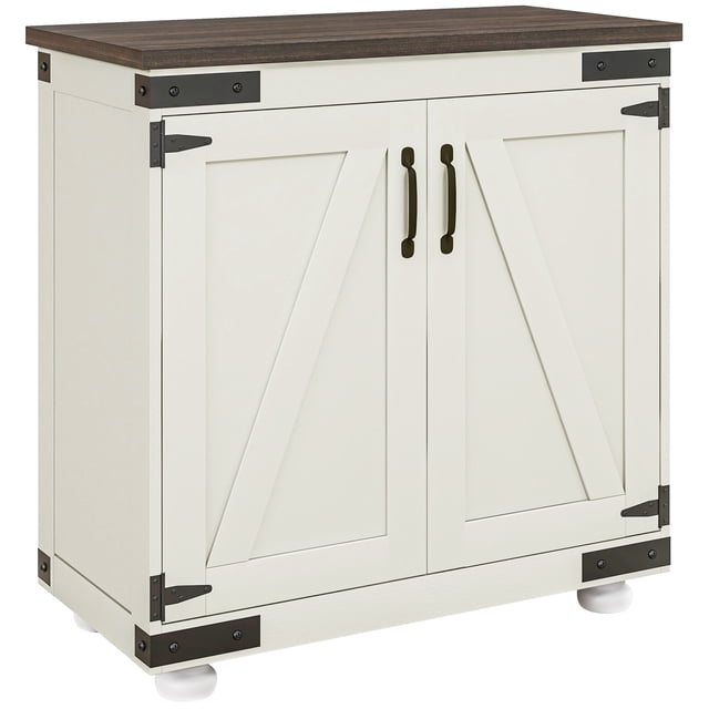HOMCOM Armoire de Rangement, Buffet Bahut avec Porte de Grange, Tablette Ajustable