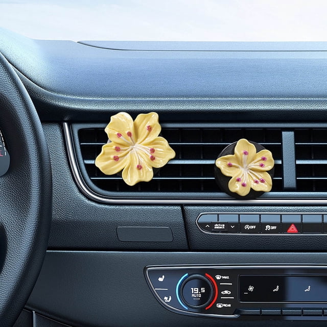 Lot de 2 Pinces pour Désodorisant de Voiture à Motif Floral, Diffuseur d'Aromathérapie à Montage sur Évent pour Climatisation de Voiture, Parfum Longue Durée, Désodorisant Décoratif en Résine pour Intérieur de Voiture