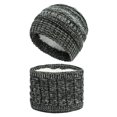 thumbnail image 1 of 2Pcs/Set Baby Infant Winter Knitted Beanie Cap Hat Plush Liner Warm Neck Scarf, 1 of 10