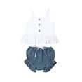 thumbnail image 3 of Newborn Baby Girls Button Sleeveless Crop Tops + Mini Shorts Outfits 2pcs Clothing Set, 3 of 8