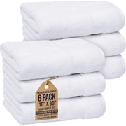 Canadian Linen White Hand Towel Set 16”x30”  6 Pack Soft Absorbent 550 GSM Cotton Towels for Bathroom Pool Home Gym Spa Salon Yoga Sports Fade Resistant Lightweight Body Towels Hair Towel