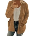 thumbnail image 2 of TIMIFIS Women’s Open Front Fleece Cardigan Button Long Sleeve Open Knitted Fleece Cardigan Outwear Sweater Coat Spring Fall Jackets Outerwear-CoffeeFall/Winter, 2 of 6