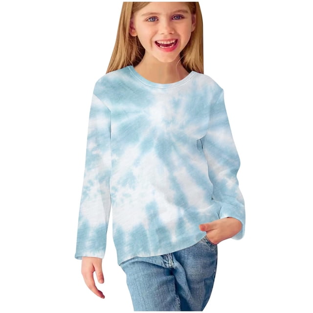 WRKEKC Chemises à Manches Longues pour Filles, T-Shirts à Manches Longues pour Filles, Chemises à Manches Longues à Imprimés pour Filles Jolis Chandails Ras du Cou Blouses Habillées Décontractées Vêtements