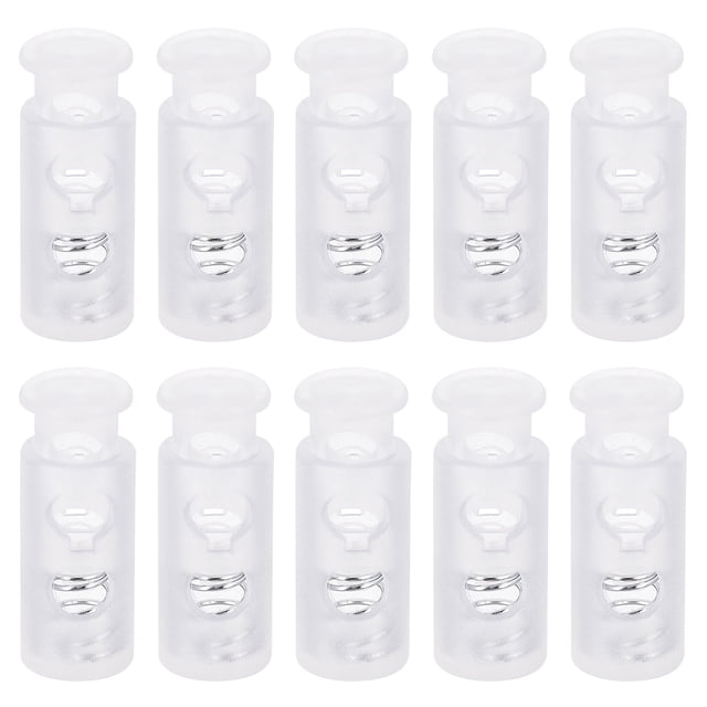 Unique Bargains 30Pack 4mm Cord Lock Plastic Double Hole Spring Toggle Stoppers, Clear