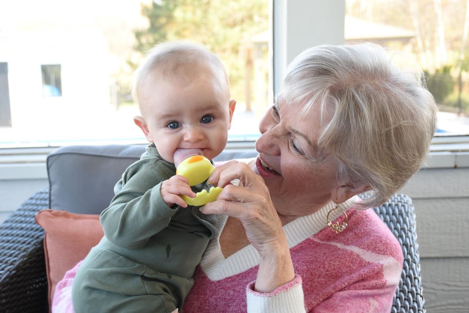 Melii Distributeur d'aliments frais et anneau de dentition Melii en silicone en forme de canard pour bébé - Age 6m+