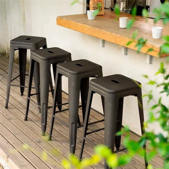 Heavenly Collection Gunmetal Metal Counter Stool For Dining Area