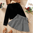 thumbnail image 3 of PatPat Ensemble 2 Pcs pour Fille, T-Shirt à Manches Longues et Jupe Pied-de-Poule, Taille 5-12, 3 of 6