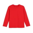 thumbnail image 5 of Splozh Toddler Girls Solid Color T Shirt Girls Long Sleeved Tops Comfortable Soft Breathable Fashionable Solid Color Girls Tops Red,9-10 Years, 5 of 5