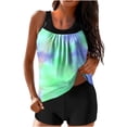thumbnail image 2 of UPPADA Tankini Maillots de Bain pour Femmes Modestes Maillots de Bain Grande Taille Deux Pièces Tankini Maillot de Bain avec Soutien-Gorge Col Ras du Cou Haut à Motif Floral et Short Garçon 2 Pcs Maillots de Bain Confortables de Vacances Liquidation en Liquidation Vert,TG, 2 of 6