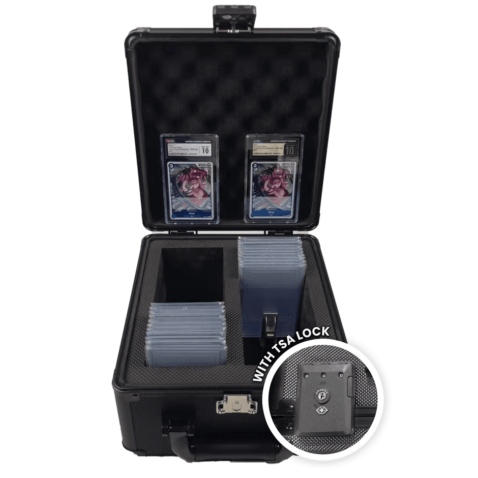EVORETRO Graded Card Storage Case TSA Lock Black 2 Rows 60 Cards