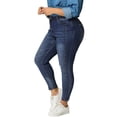 thumbnail image 4 of Unique Bargains Women's Plus Size Stretch Mid Rise Washed Skinny Jeans, 4 of 7