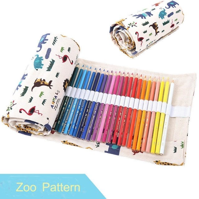 36/48/72 Trous Toile Envelopper Rouler Crayon Stylo Maquillage Sac à Brosse Titulaire Étui Pochette de Rangement