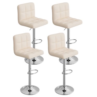 Hawsaiy Tabourets de Bar Pivotants Modernes Réglables, Ensemble de 4, Chaises de Bar en Cuir PU avec Repose-Pieds, Beige