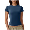 thumbnail image 1 of Women Short Sleeve T Shirts Going Out Tops Polyester Spandex Flattering For Various Occasions, 1 of 4