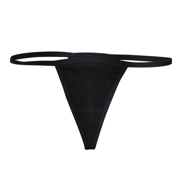 Womens Thong Low-Rise Seamless Sexy Underwear Threaded Cotton Panties in black, featuring a minimalistic design with a low-rise fit and seamless construction. Made from soft, stretchable cotton fabric for all-day comfort. Suitable for casual wear or intimate occasions.