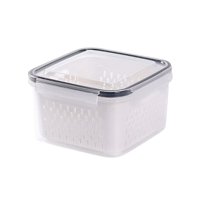 Pompotops Fruit Vegetable Storage Containers for Fridge Draining Fresh Containers 3 in 1 Produce Storage Containers Large Organizer Bins with Lid & Colander Clearance