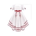 thumbnail image 1 of Robe Fille Blanche Halloween Col Carré Jupe Superposée Manches Courtes Bouffantes 5 Ans, 1 of 6