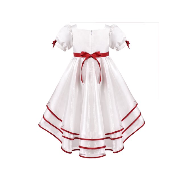 Robe Fille Blanche Halloween Col Carré Jupe Superposée Manches Courtes Bouffantes 5 Ans
