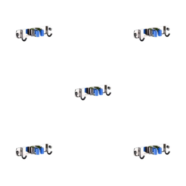 ZheElen Support Pratique pour Écouvillon en Acier Inoxydable - Fabrication Résistante à la Corrosion, Rapide, Robuste, Support Multifonction pour Écouvillon, Support pour Balai Bleu 1 Pince et 2 Crochets Ensemble de 5
