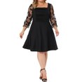 thumbnail image 2 of Agnes Orinda Robe Midi Trapèze Fluide à Volants à Manches Longues Transparente à Encolure Carrée pour Femme Grande Taille1X Noir, 2 of 6