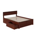 thumbnail image 2 of Orlando Full Wood Platform Bed with Footboard and Storage Drawers in Walnut, 2 of 19