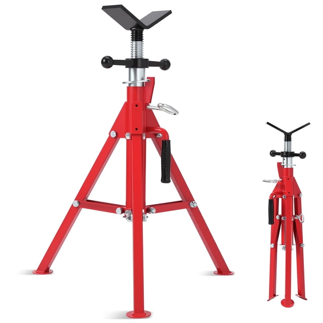BeesClover Support de Vérin à Tête en V, Support de Vérin en Acier Robuste à Hauteur Réglable avec Capacité de Charge de 2500 Lb, Support de Tuyau Portable avec Pattes Pliantes pour Soudage, Découpe