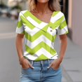thumbnail image 2 of FAIWAD Women Summer Tops Short Sleeve Irregular V Neck Button T-Shirts Geometric Color Block Print Tees Blouses, 2 of 5