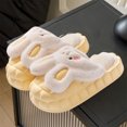 thumbnail image 4 of Womens Furry Slippers Plush Lining Cute Rabbit Removable Memory Foam Thick Bottom Soft Sole Comfortable Non-Slip Warm Winter Home Slippers Yellow, 4 of 7