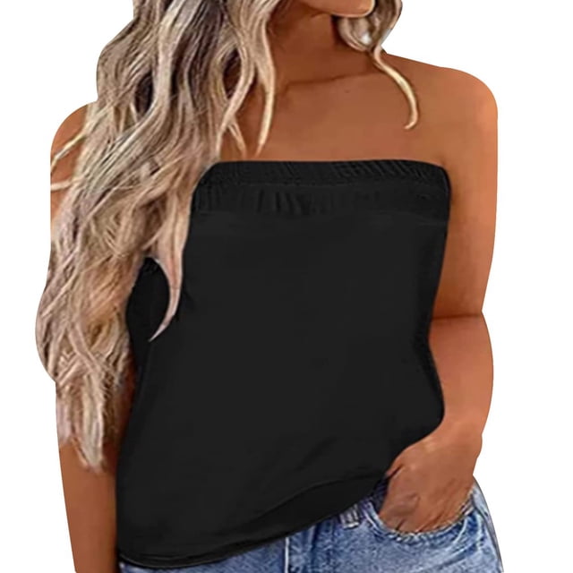 CHUANK Womens Summer Off Shoulder Leopard Print Bandeau Strapless Blouse Tops