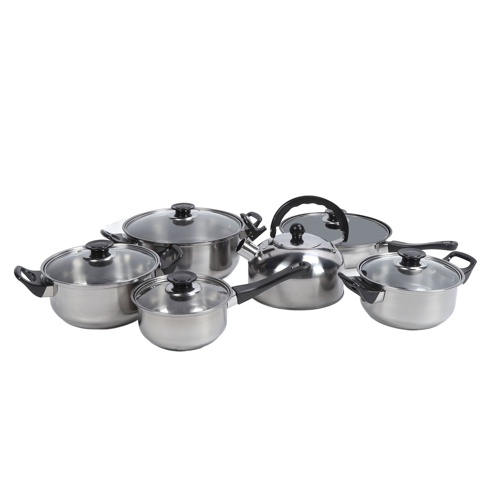 Cookware Set, Plastic Black Handle Cookware Pots Sauce Saute Pans Set  for Home