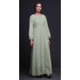 thumbnail image 3 of Bimba Robe Maxi à Manches Longues pour Femmes en Georgette Mousse avec Imprimé Floral d'Anémone et de Lavande Bleue, Taille Élastique - Petit, 3 of 5
