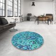 thumbnail image 4 of Ahgly Company Machine Washable Indoor Square Transitional Blue Area Rugs, 7' Square, 4 of 7