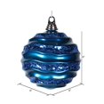 thumbnail image 2 of 6'' Sea Blue Candy Finish Wave Ball Ornament with matching Glitter Accents Shatterproof, 2 of 2