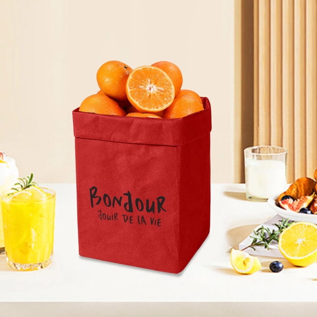 Washable Kraft Paper Bag Thickened And Green Plants Pot Decoration Large Capacity Refrigerator Kitchen Thickened Waterproof Storage Bag