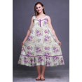 thumbnail image 3 of Bimba Robe de Nuit Mi-Mollet Violette à Feuilles Florales/lilas et Pivoine pour Femmes, Coton Imprimé, Sans Manches, Robe Maxi, Petit, 3 of 6