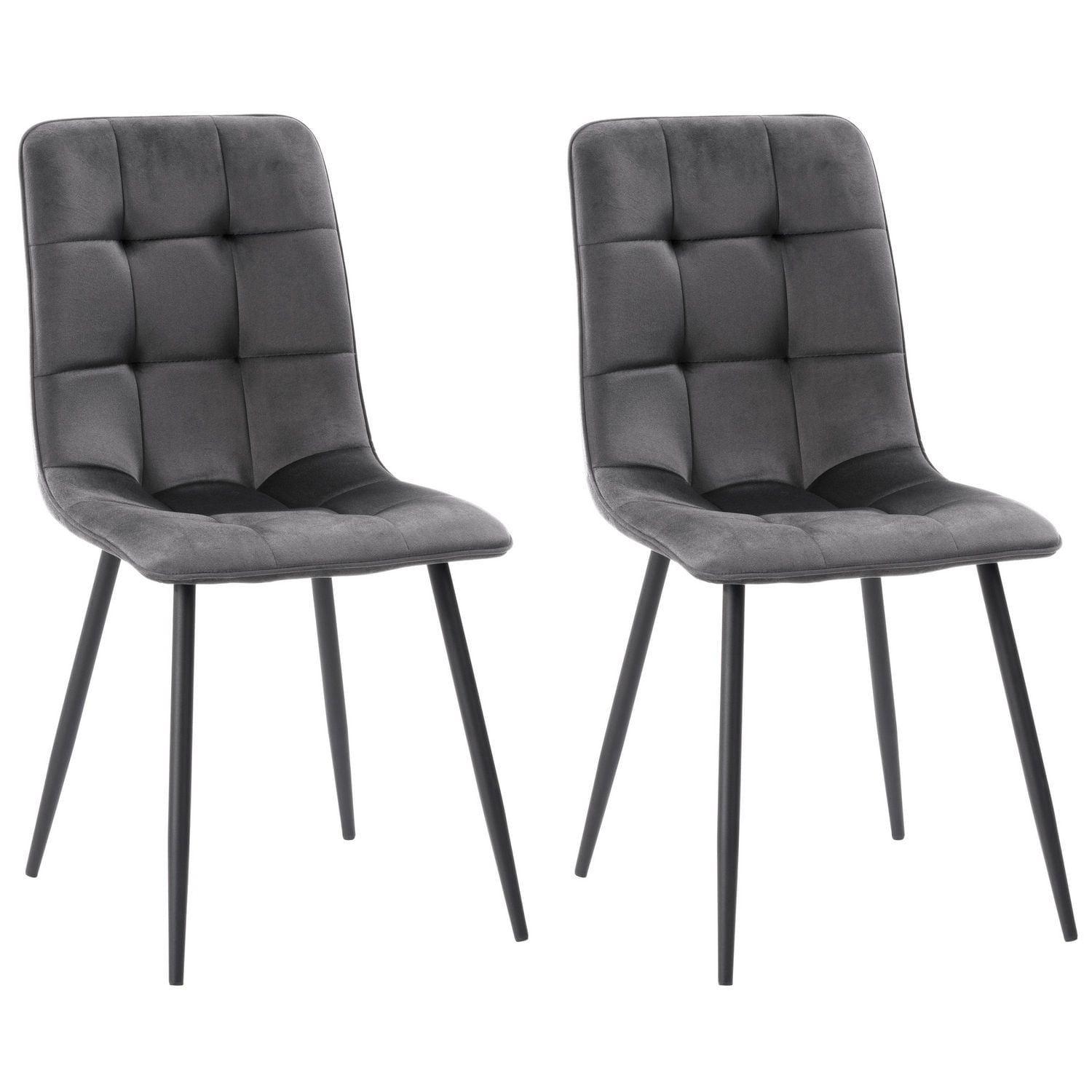 Ensemble de 2 chaises d'appoint d'intérieur CorLiving Nash, rembourrées en velours et pieds évasés en métal noir