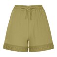 thumbnail image 4 of Summer Clearance! Womens Plus Size Pants,Summer Pants for Womens,Womens Solid Color Retro Hook Flower High Waisted Drawstring Shorts, 4 of 5