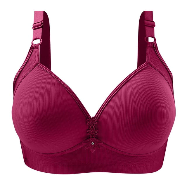 B91xZ Women's Plus Size Unlined Underwire Bra Front Closure Plus Size Full Coverage Lace Underwire Racerback Bra,Hot Pink 42