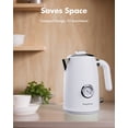 thumbnail image 3 of 1L Portable Stainless Steel Electric Kettle, Travel Mini Boiler, Auto Shut-Off, Cool Touch, White, 3 of 9