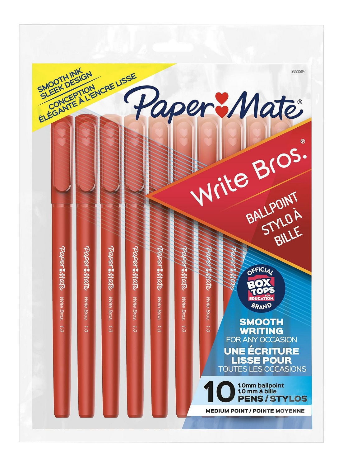 Paper Mate Write Bros., pointe moyenne, rouge, paq. de 10