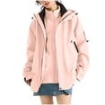 thumbnail image 2 of Women's Fashion Solid Color Long Sleeve Waterproof Rain Jacket with Zipper Pockets, Windbreaker Coat for Outdoor Use, Hooded Design for All-Weather Protection, 2 of 7