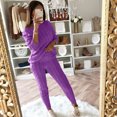 thumbnail image 4 of Pompotops Womens Solid Color Off Shoulder Long Sleeve Cable Knitted Warm Two-Piece Long Pants Sweater Suit Set, 4 of 6