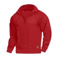 thumbnail image 1 of Homme Chandail Décontracté Uni Mode Manches Longues Col Montant Blouse à Fermeture Éclair, 1 of 1