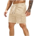 thumbnail image 2 of Cheap Shorts for Men, Mens Walk Shorts Mens Shorts Drawstring Mens Utility Shorts Mens Shorts Summer Mens Loose Fit Shorts Men's Tall Shorts, Khaki, XL, 2 of 7