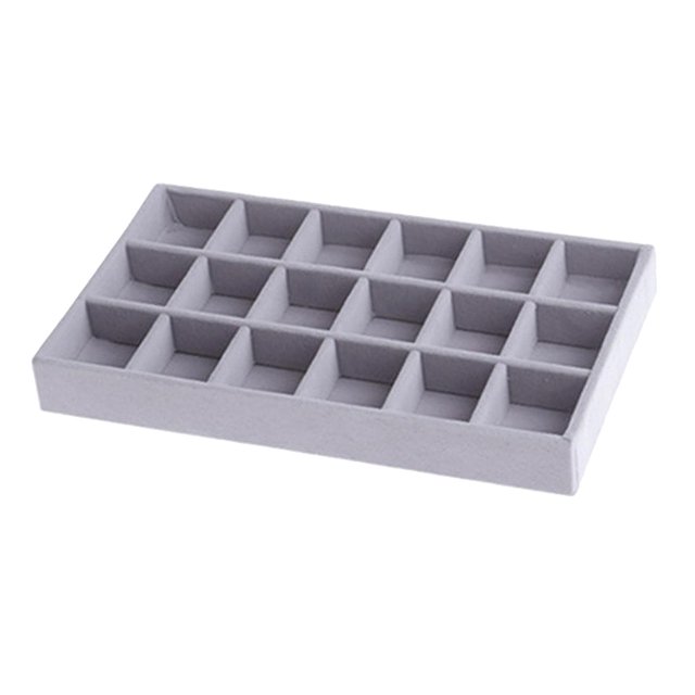 Milaget Velvet Jewelry Display Tray Earrings Bracelets Storage Organizer 18 Grids