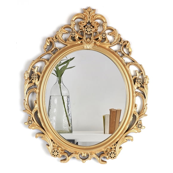 Mirrorize Canada Oval Antique Gold Metal Framed Wall Mirror (24 in. H x 20 in. W)