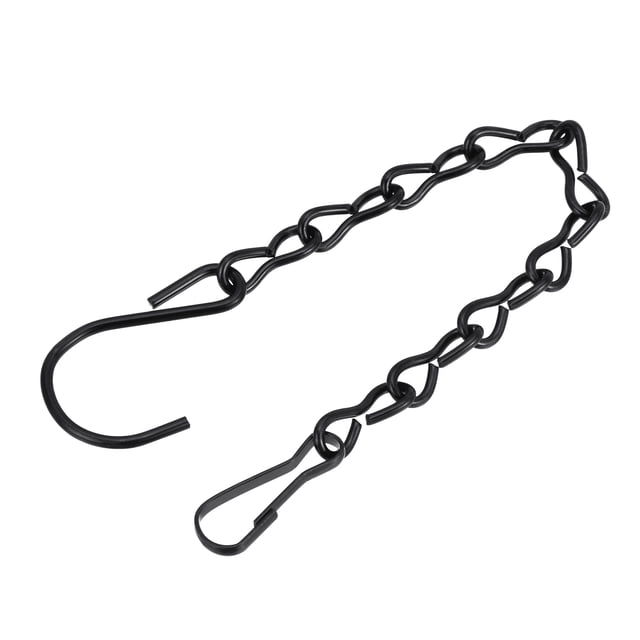 Unique Bargains 24cm Extension Lighting Chain S Hook Hanging Chains Black 2 Pack