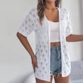 thumbnail image 2 of Timegard Womens Summer Tops Short Sleeve Hollow out Cover up Boho Open Front Knitted Cardigan Beach Wear, 2 of 7