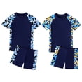thumbnail image 5 of B91xZ Boys Rash Guard Swimsuits Set 2 Piece Short Sleeve Swim Shirts Quick Dry Bathing Suits with Trunks,Blue 5-6 Years, 5 of 5
