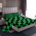 thumbnail image 1 of Erosebridal Checkered Gingham Full Sheet Sets, Green Black Bedding Full Size, Rectangle Geometry Decor, 1 of 7